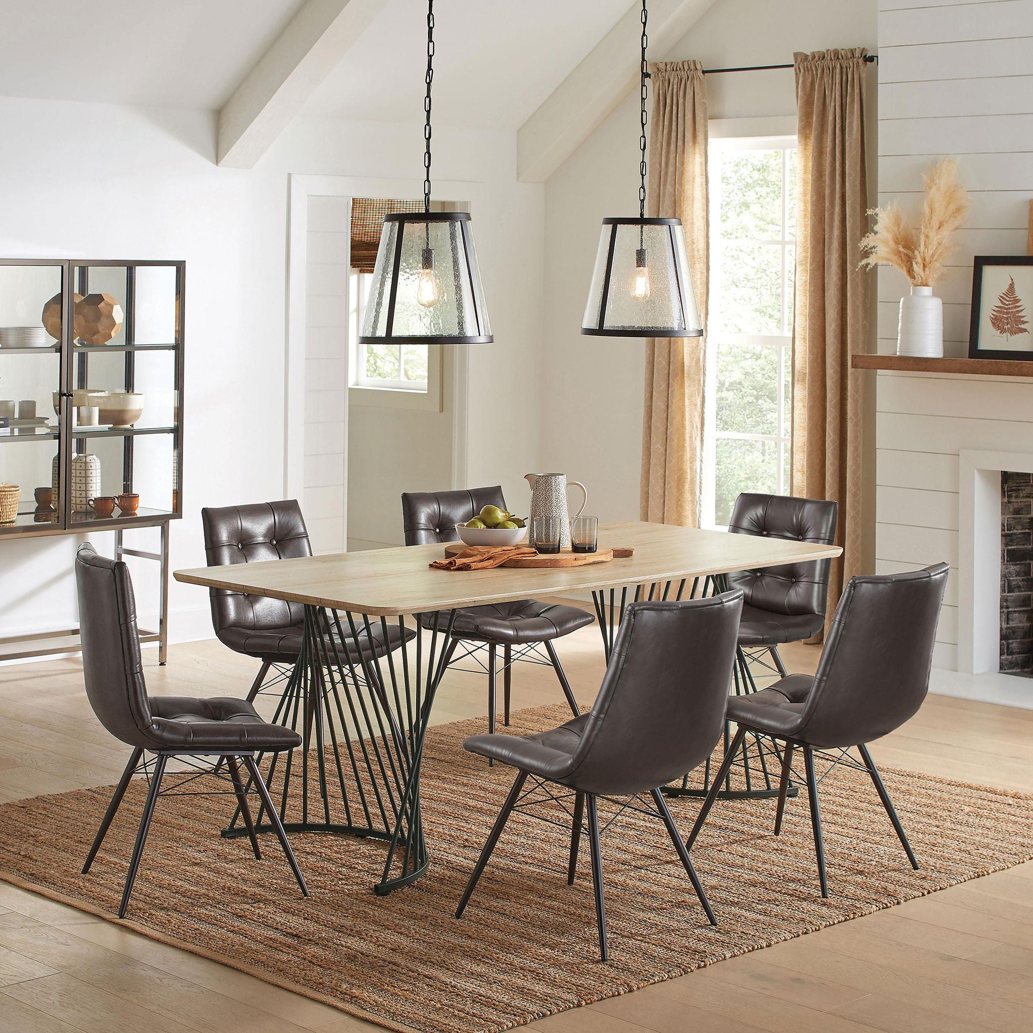 Aiken Faux Leather Upholstered Dining Side Chair Dark Brown (Set of 4)