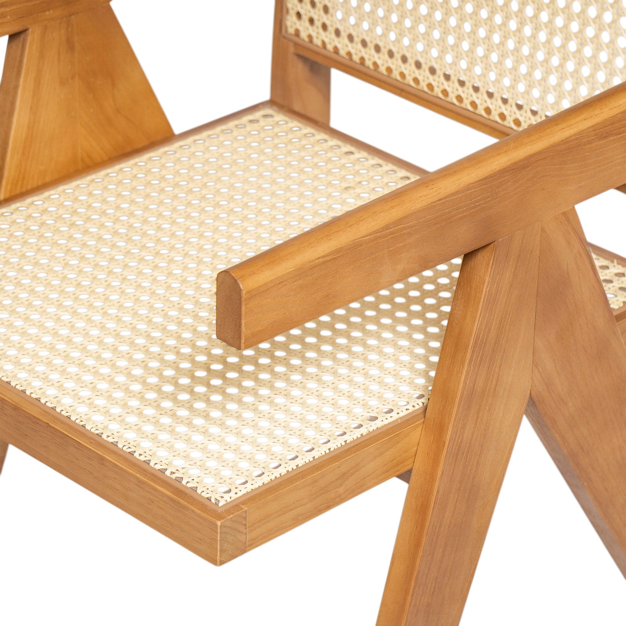 Chandigarh Arm Dining Chair With Natural Cane Design (Set of 2)