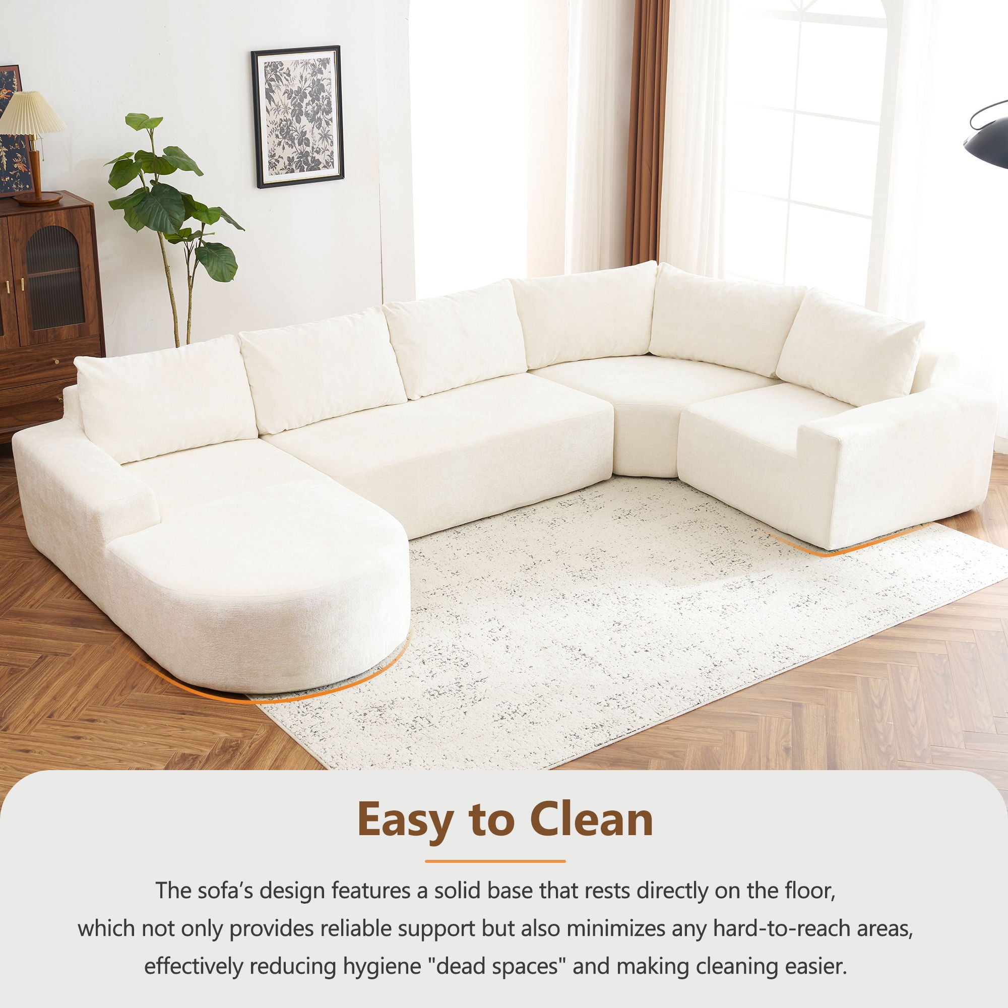 U-Shaped Oversized Modular Cloud Sectional Sofa With Deep Seat For Living Room
