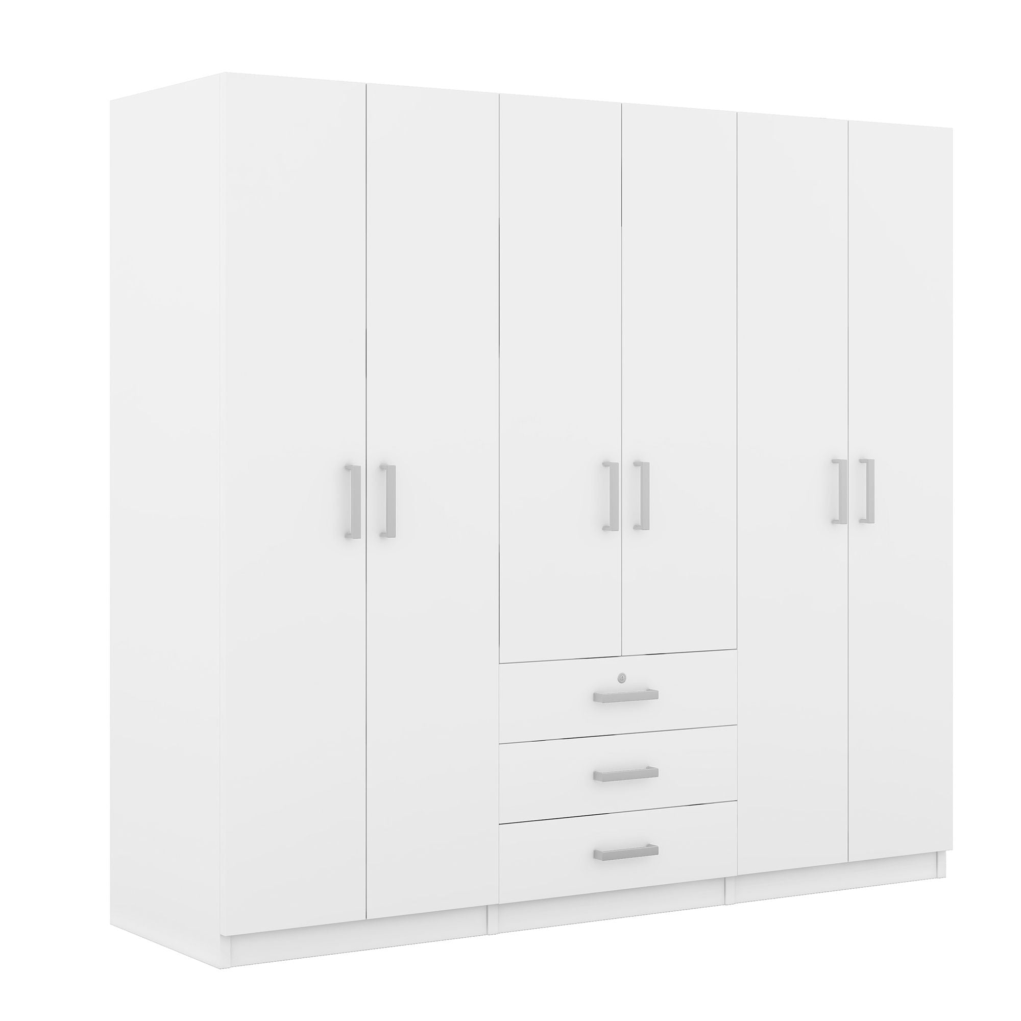 6 Doors Wardrobe Storage For Bedroom, With Big Drawers