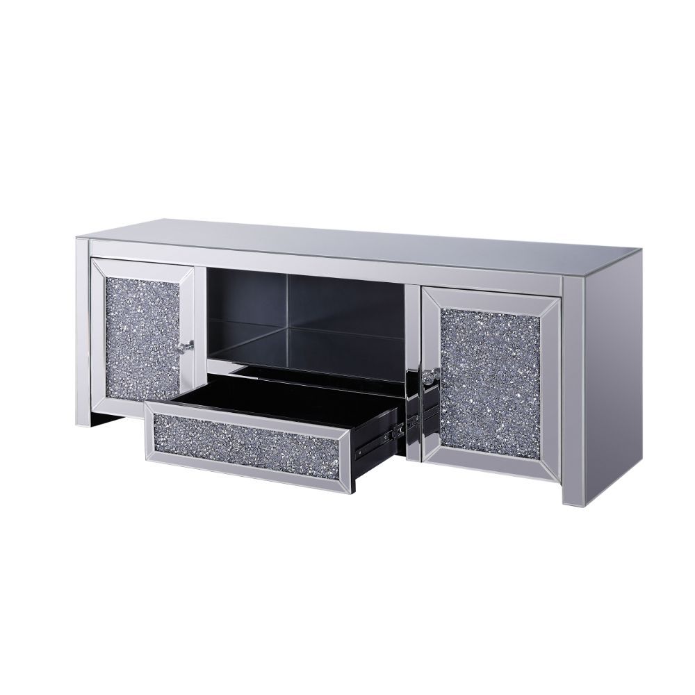 Noralie - TV Stand - Mirrored & Faux Diamonds