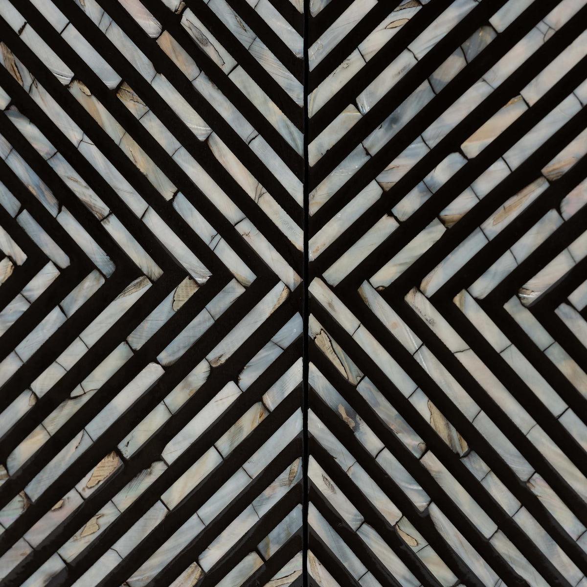 Belenus Modern Bohemian Two-Tone Black and Grey Mother of Pearl and Gold Metal Storage Cabinet