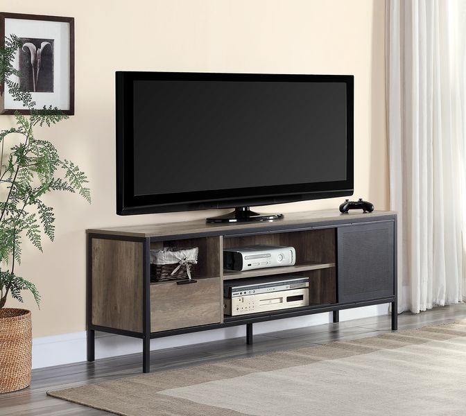 ACME Nantan - TV Stand - Rustic Oak & Black Finish - 21" | Meri Furniture