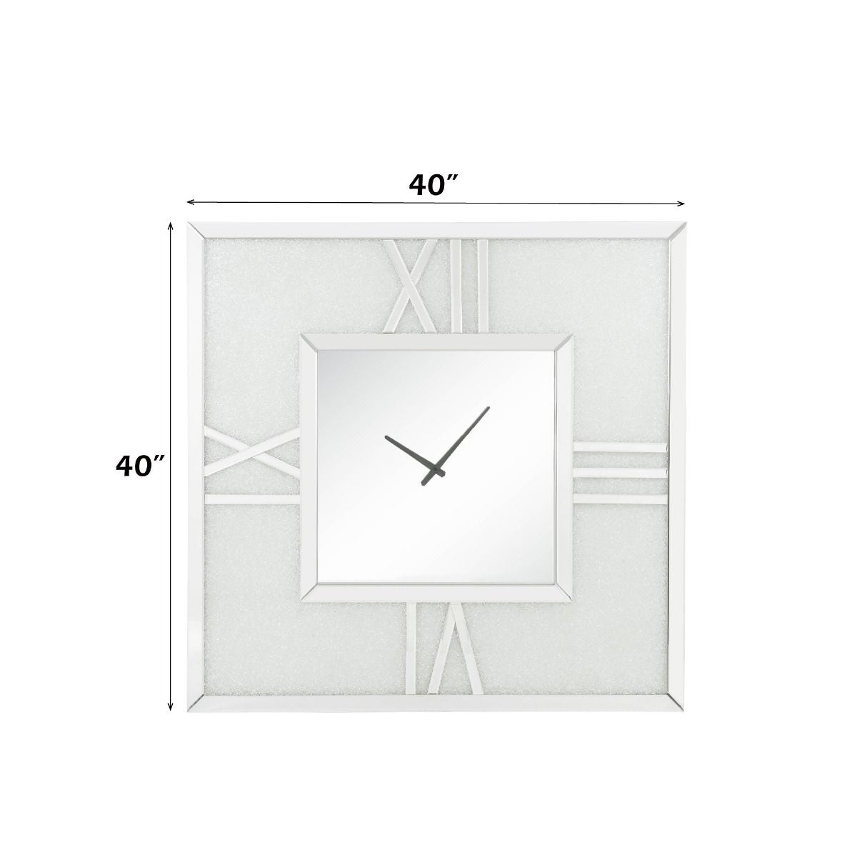 Noralie - Wall Clock With LED - Mirrored & Faux Diamonds