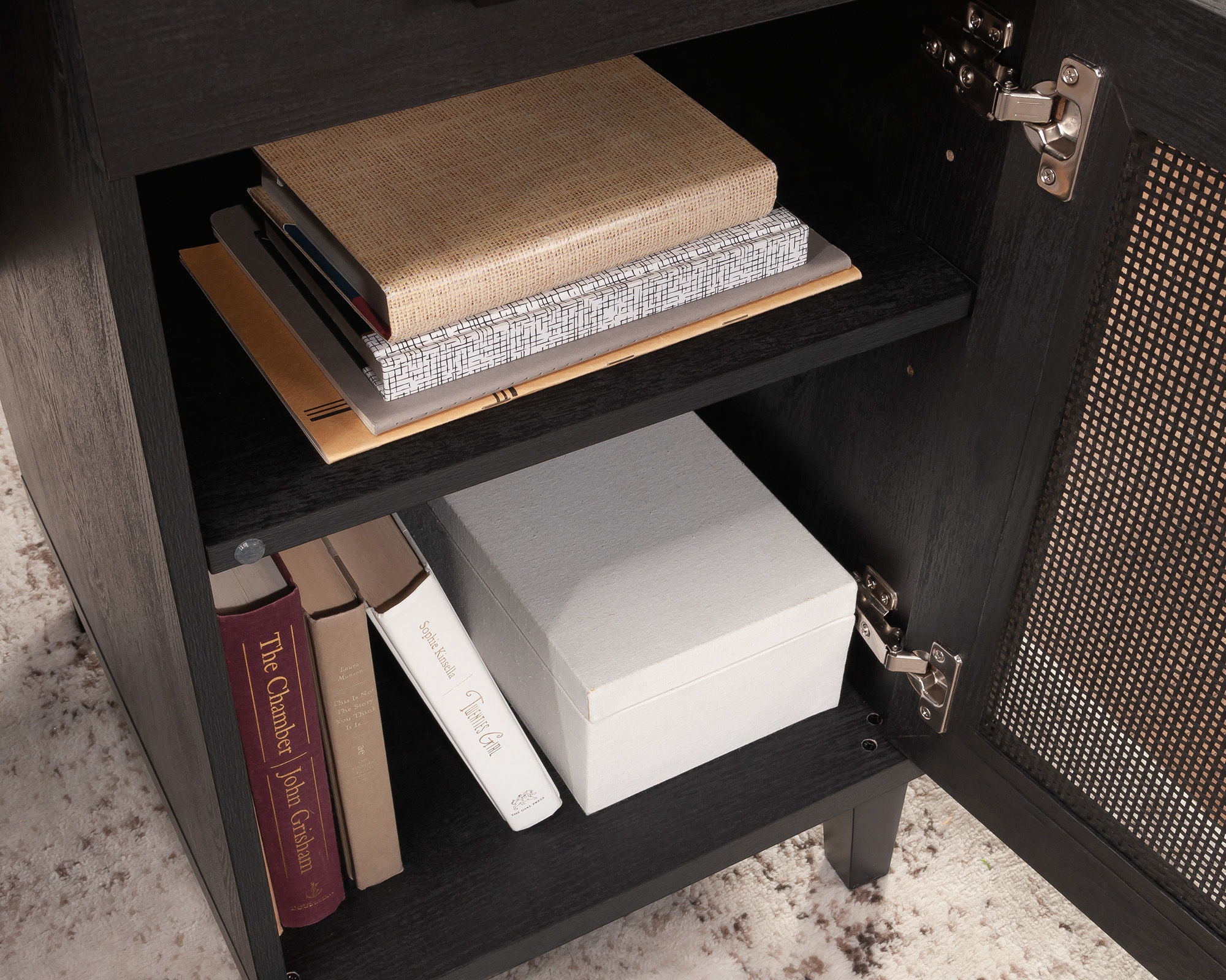 L-Shaped Desk with Drawers in Raven Oak