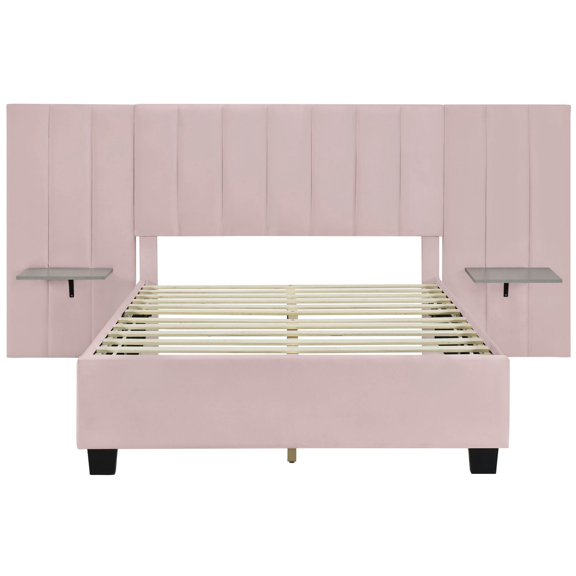 Upholstered Platform Bed With Big Headboard