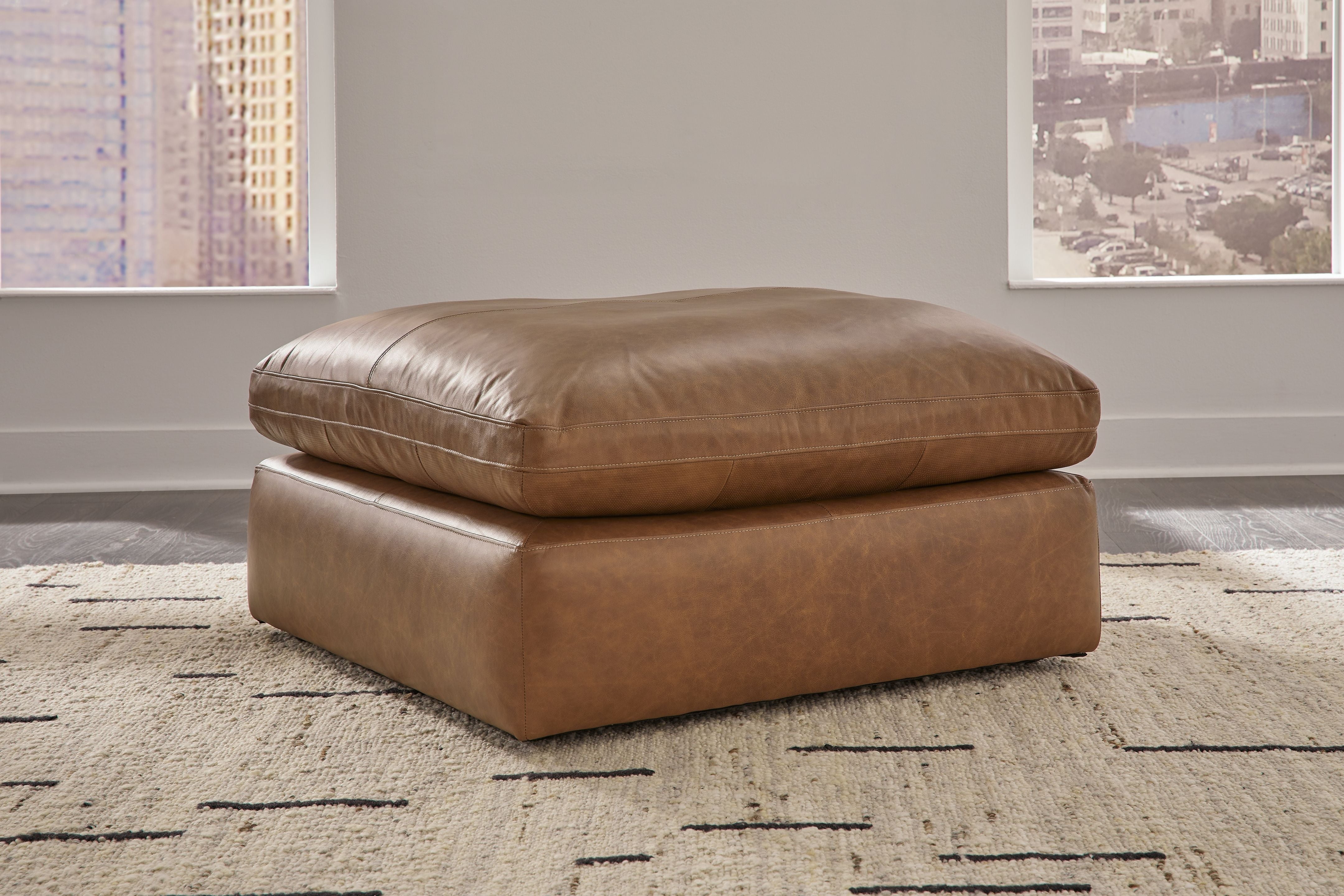 Signature Design by Ashley® Emilia - Caramel - Oversized Accent Ottoman | Meri Furniture