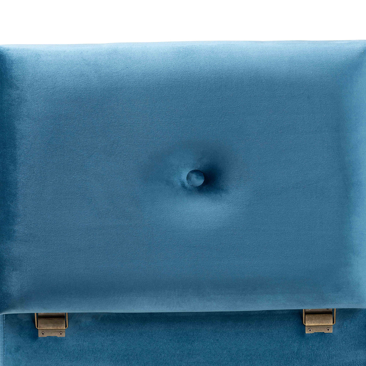 Elias Modern and Contemporary Sky Blue Velvet Fabric Upholstered and Oak Brown Finished Wood Storage Ottoman