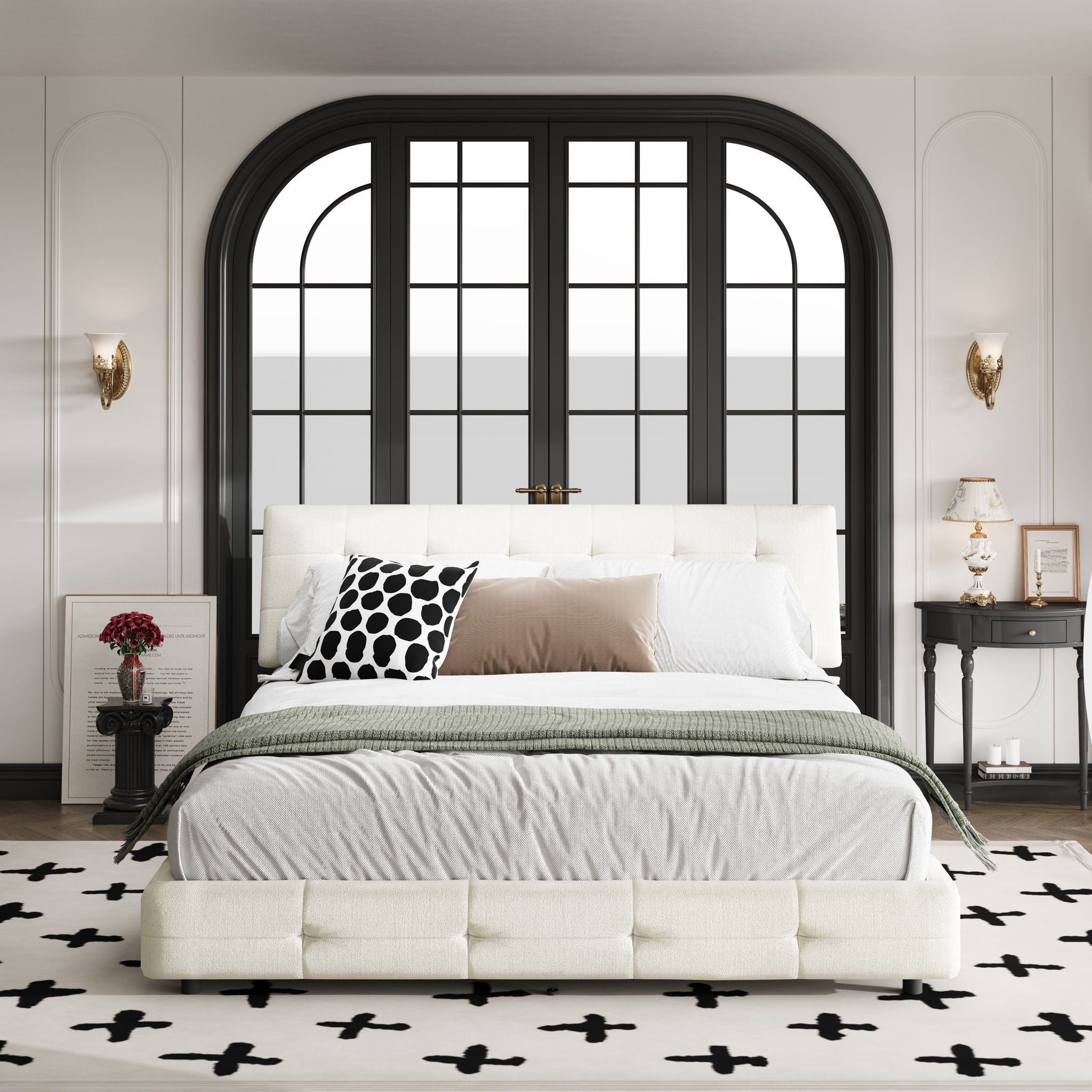 Tufted Headboard With Extra-Large Ultra-Soft Cloud Pillow Design