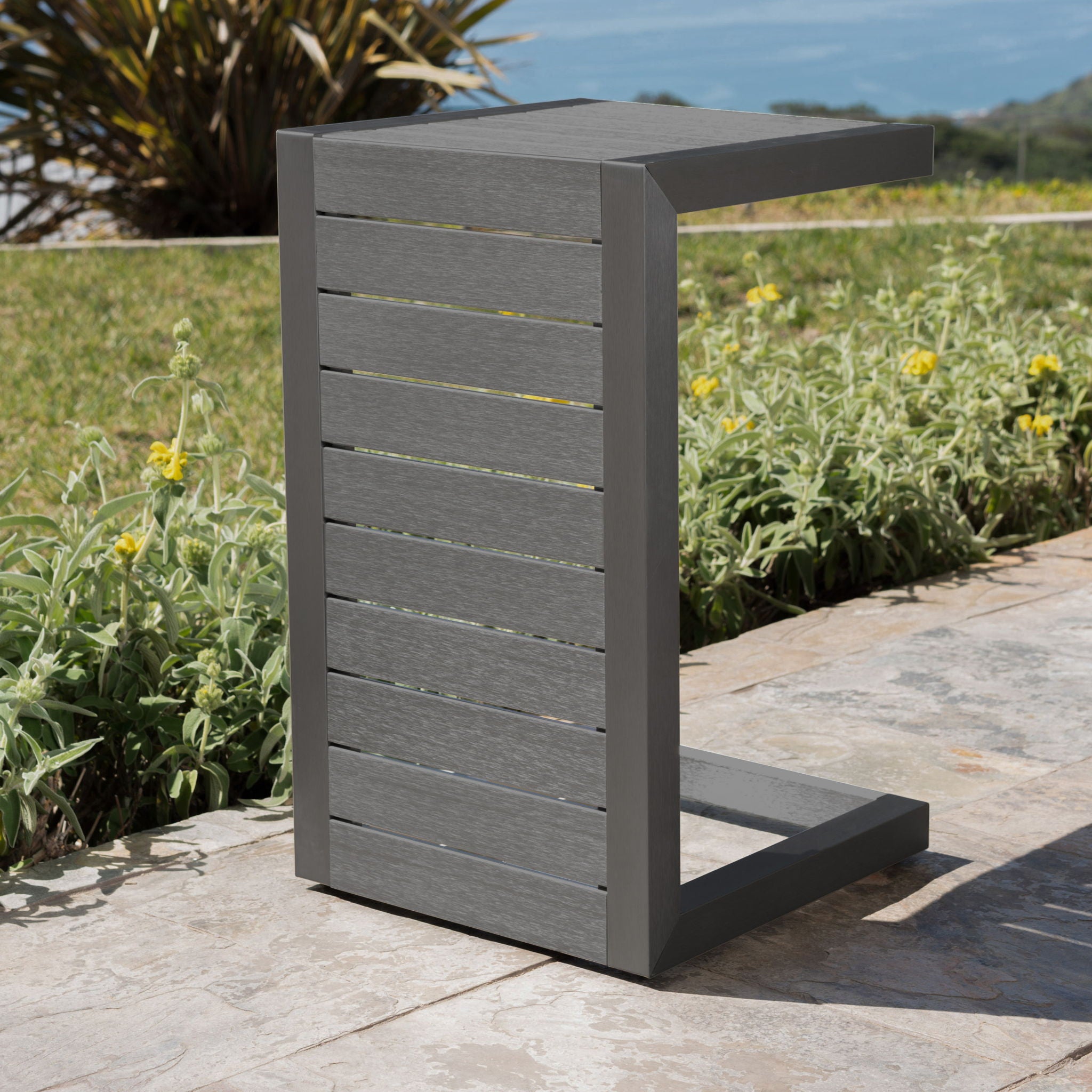 Aluminum Outdoor C - Shaped Side Table For Patio