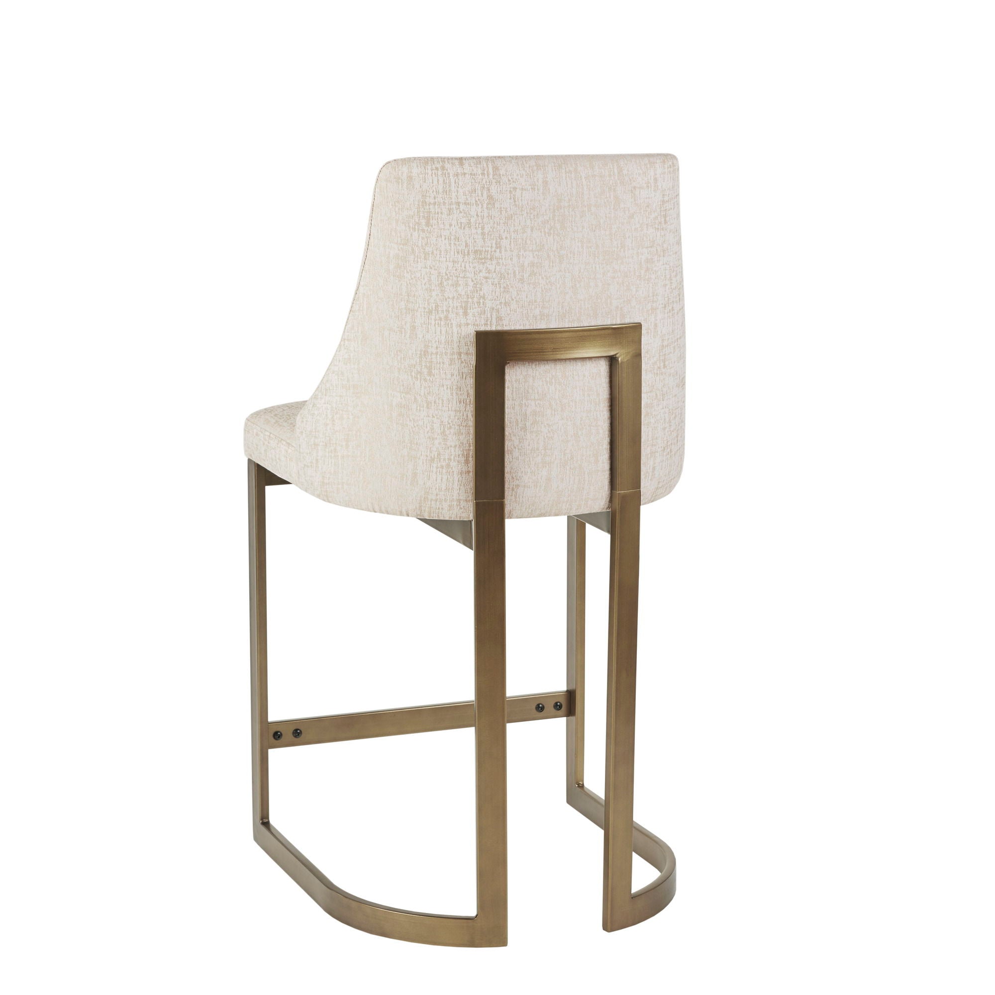 Modern Upholstered Counter Stool With Metal Base - Cream