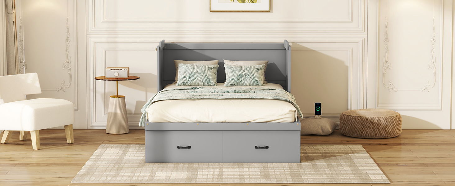 Murphy Bed With USB Port And A Large Drawer