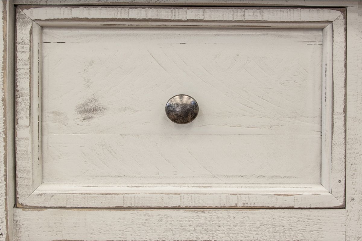 International Furniture Direct Stone - Chest With 4 Drawers - Antiqued Ivory / Weathered Gray | Meri Furniture