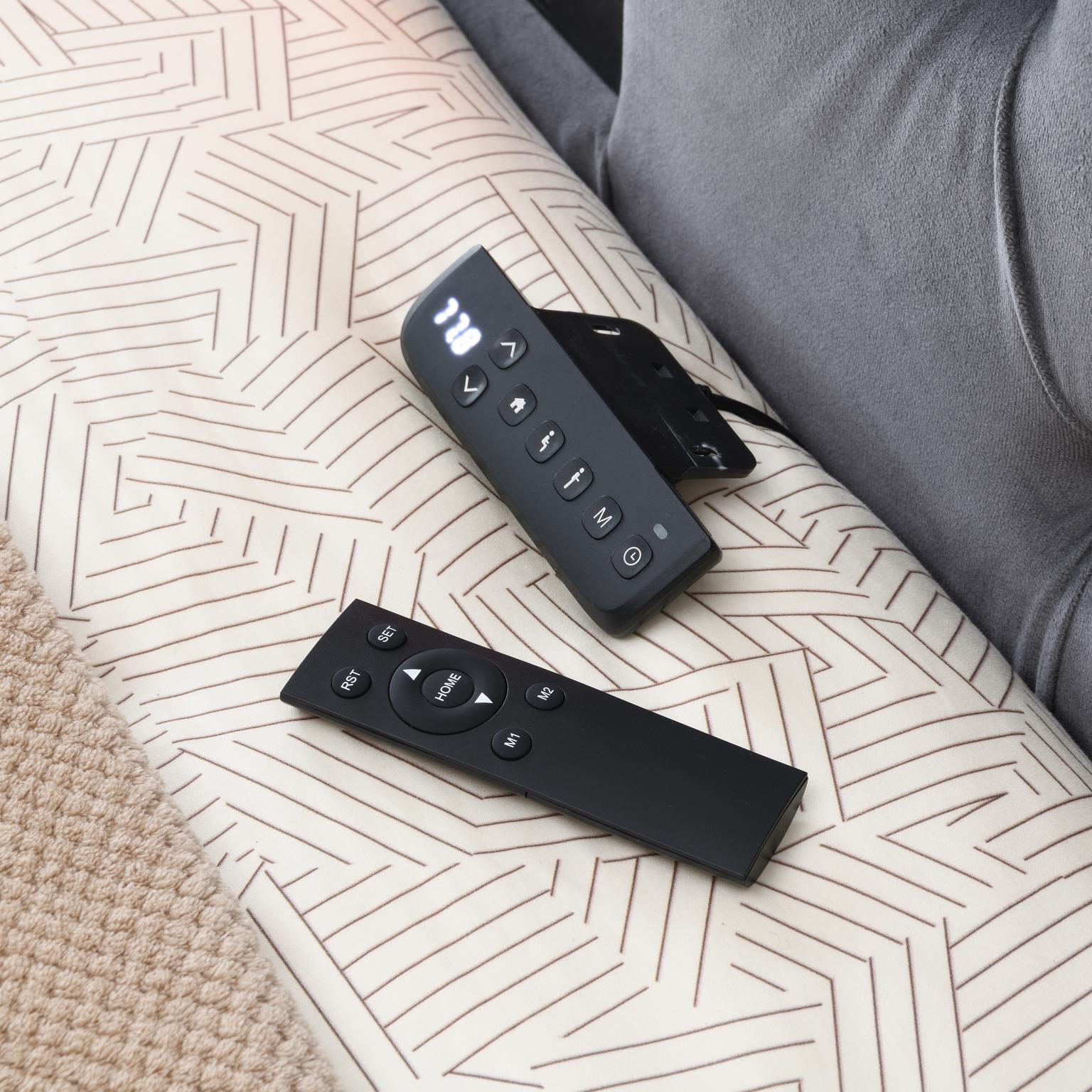 B541 - Velvet Bed With Fireplace, TV Mount & Bluetooth Speaker & USB