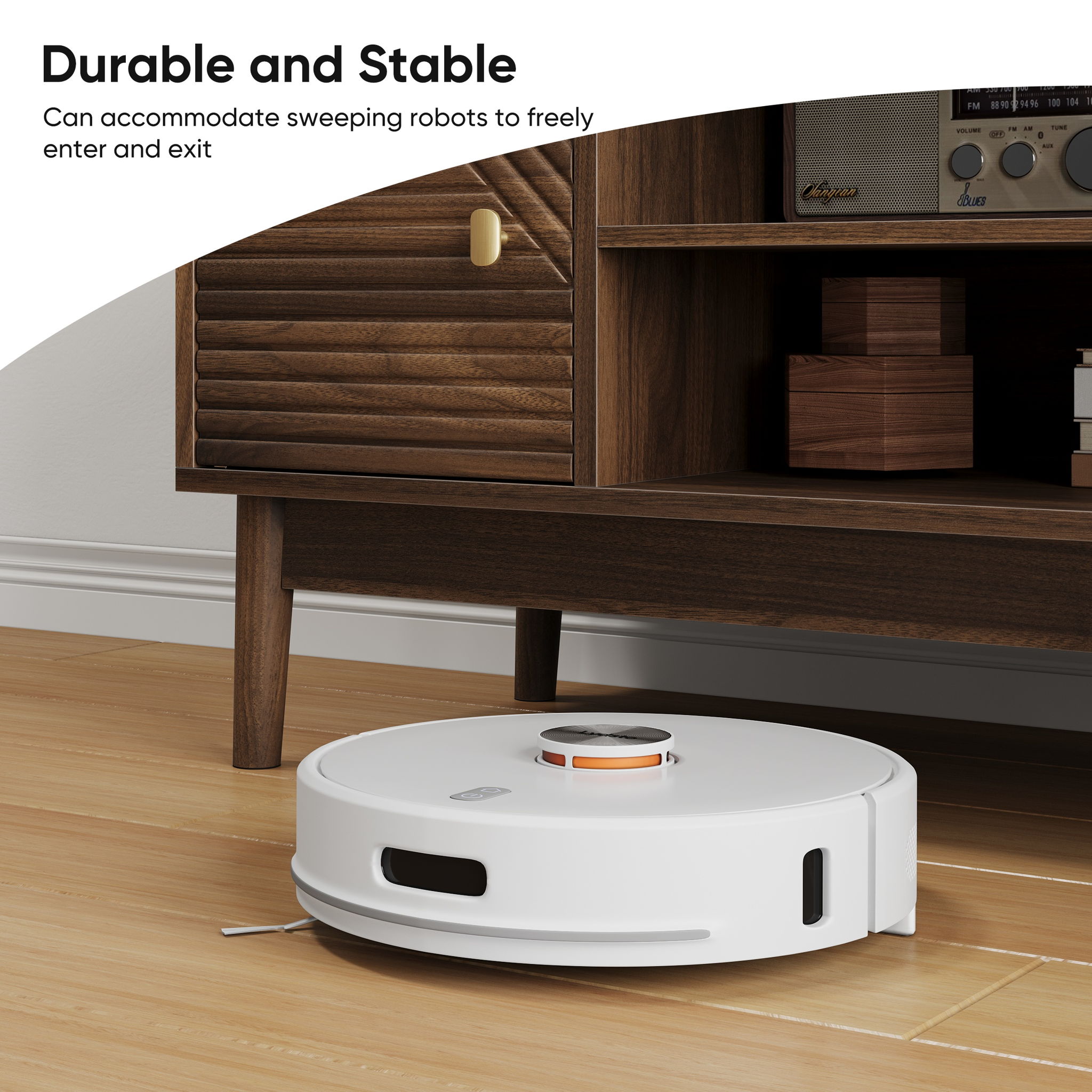 Mid Century Modern TV Stand Entertainment Center With Storage - Walnut