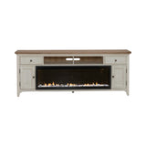 79" Console With Fire - Medium Brown