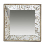 Antique Rectangle Mirror With Floral Accents, Mirrored Display Tray, Hanging Wall Mirror