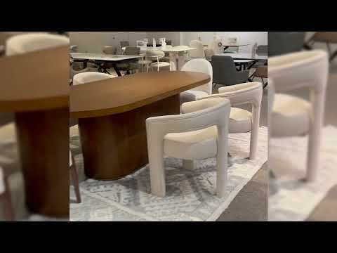 Gamarya - Side Chair Set of 2) - White Fabric & Oak