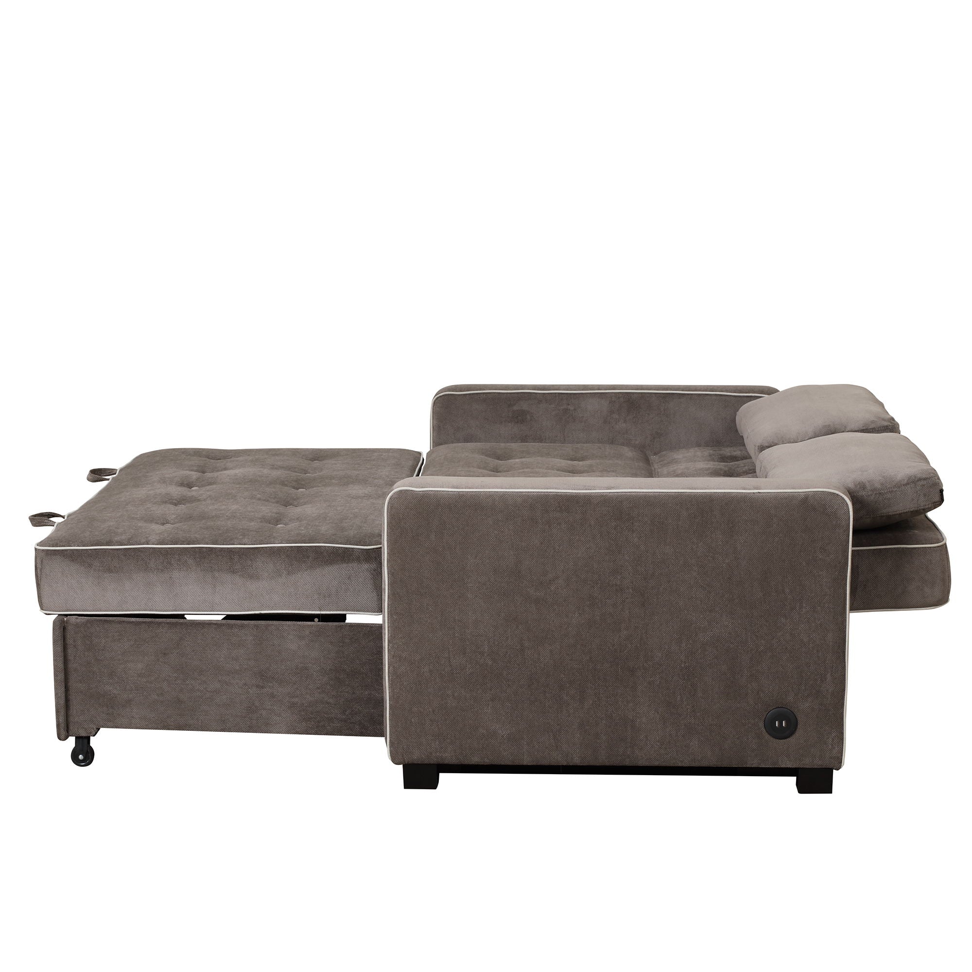 Upholstered Sleeper Bed Sofa With Dual USB Charging, Adjustable Backrest
