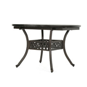 Outdoor Expandable Aluminum Dining Table With Latticework Details And Curvy Legs