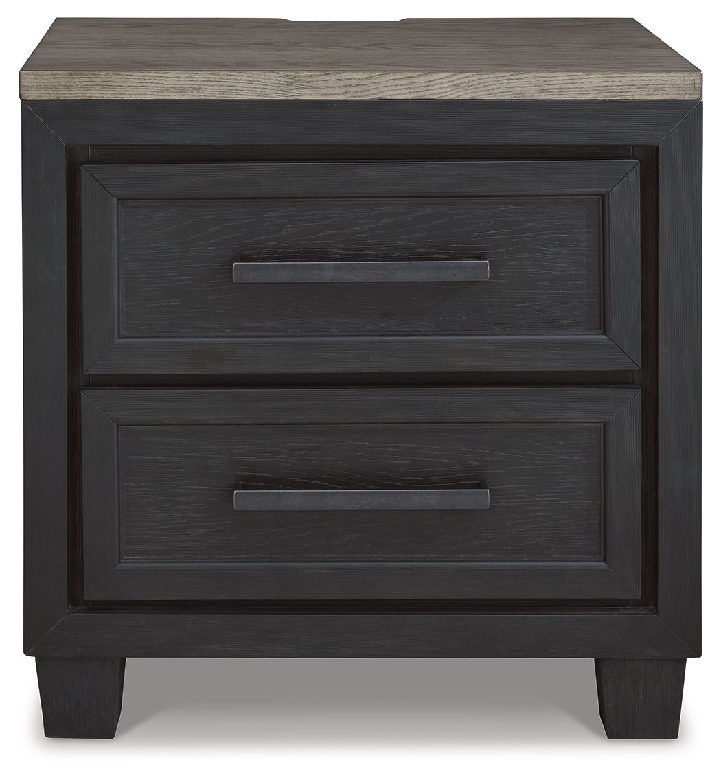 Signature Design by Ashley® Foyland - Black / Brown - Two Drawer Night Stand | Meri Furniture