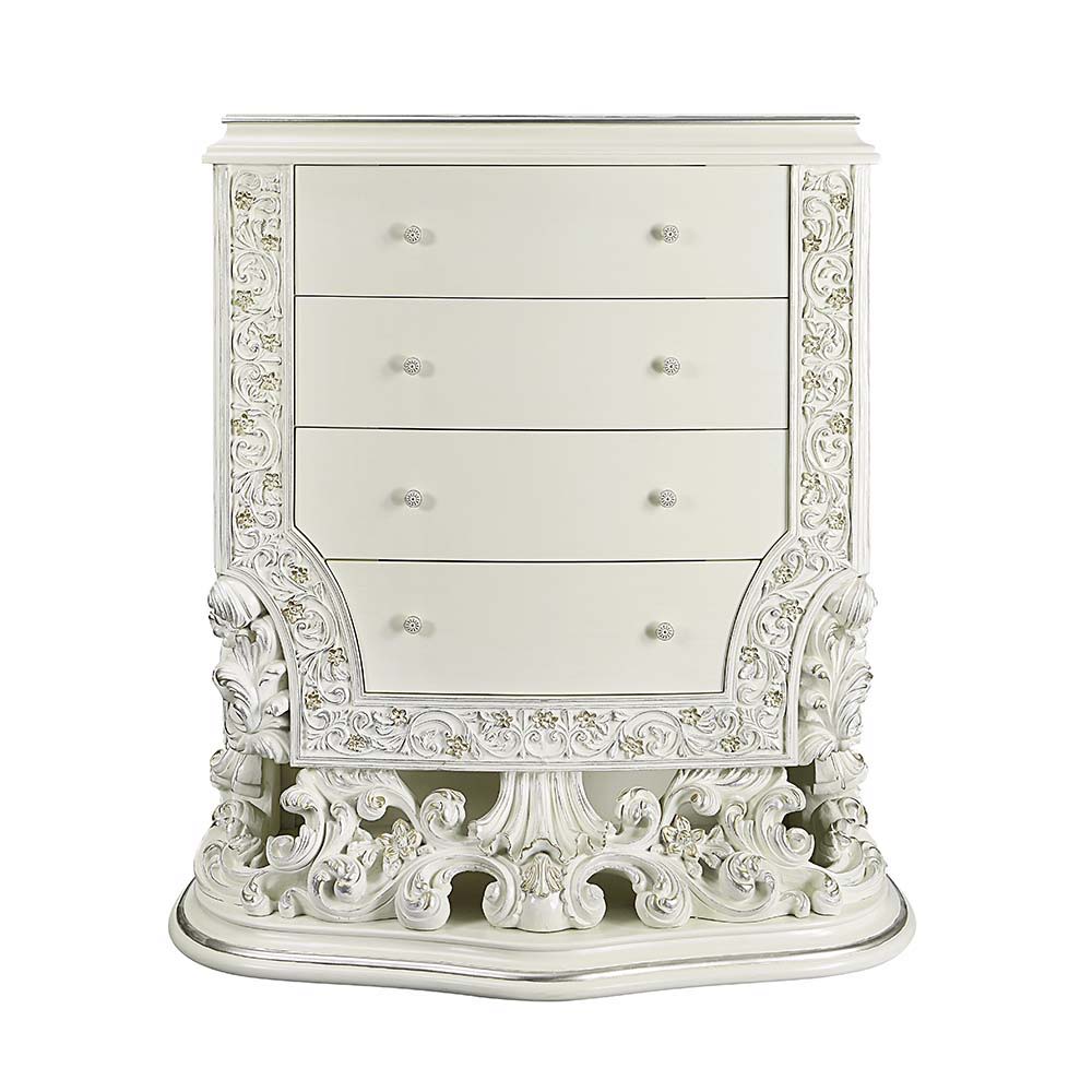 ACME Adara - Chest - Antique White Finish | Meri Furniture