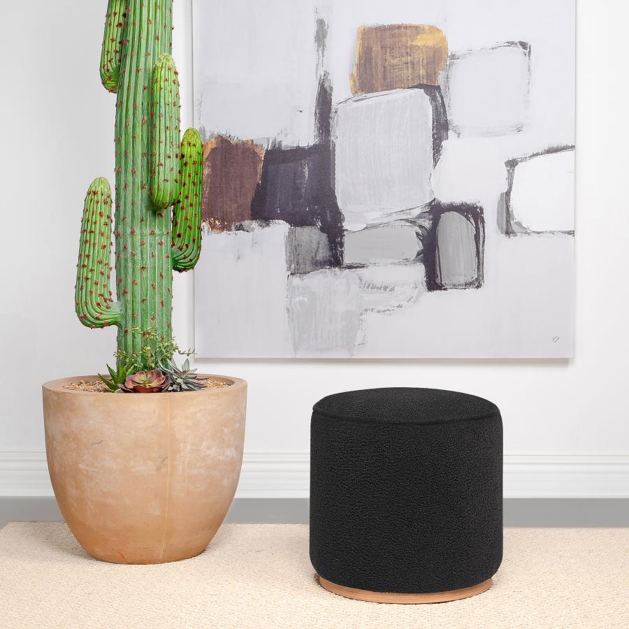 Coaster Fine Furniture Zena - Faux Sheepskin Upholstered Round Ottoman | Meri Furniture