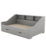 Daybed Frame With Storage Bookcases, 2 Drawers, Charging Station