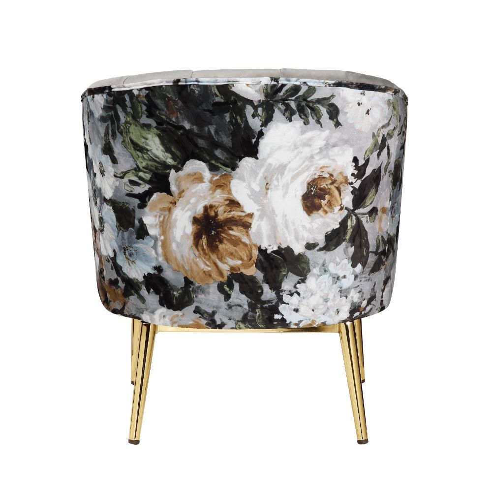 ACME Refined carving with authentic styling, the Colla accent chair is the embodiment of elegance. The thick padded velvet cushion with straight-lined detailing offers superior coziness. | Meri Furniture