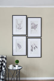 Botanical Wall Art Prints, Home Decor For Living Room Dining Room, Bedroom, Hallway (Set of 4) - White / Black