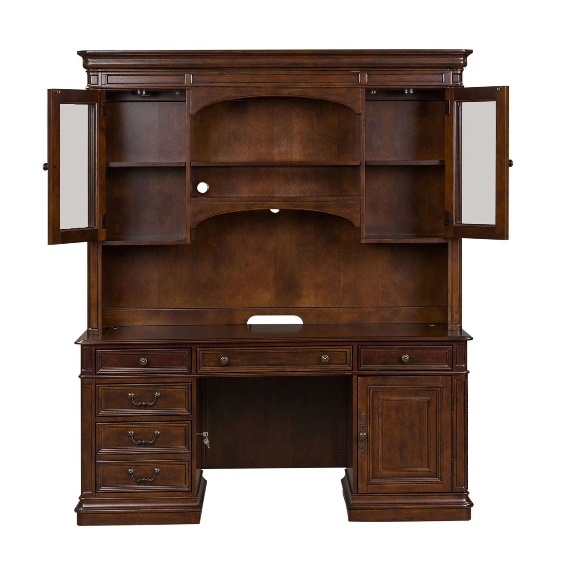 Liberty Furniture Brayton Manor - Jr Executive Credenza Set - Dark Brown | Meri Furniture