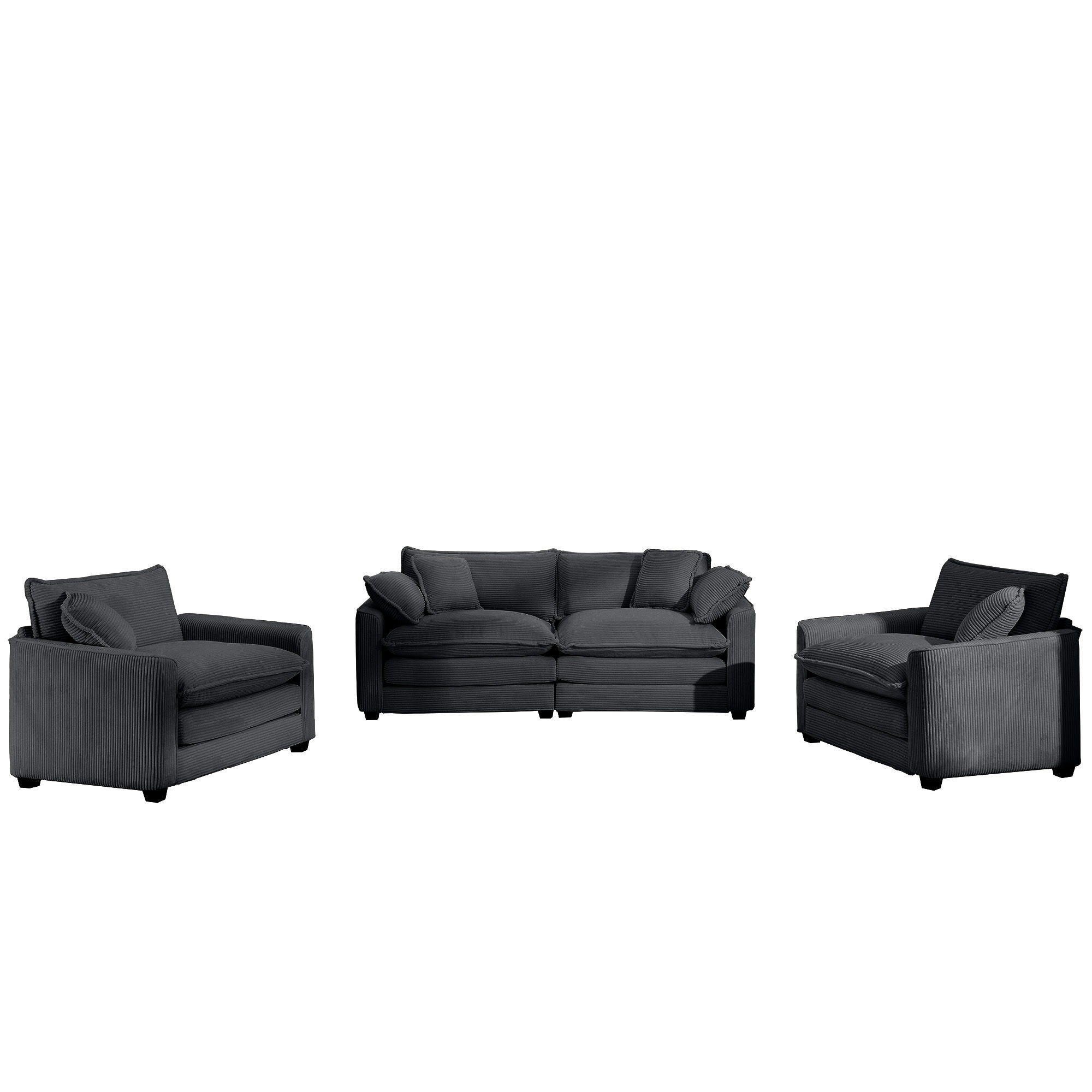 Elegant Corduroy Oversized Sectional Sofa Set With Deep Seats And Flexible Layout
