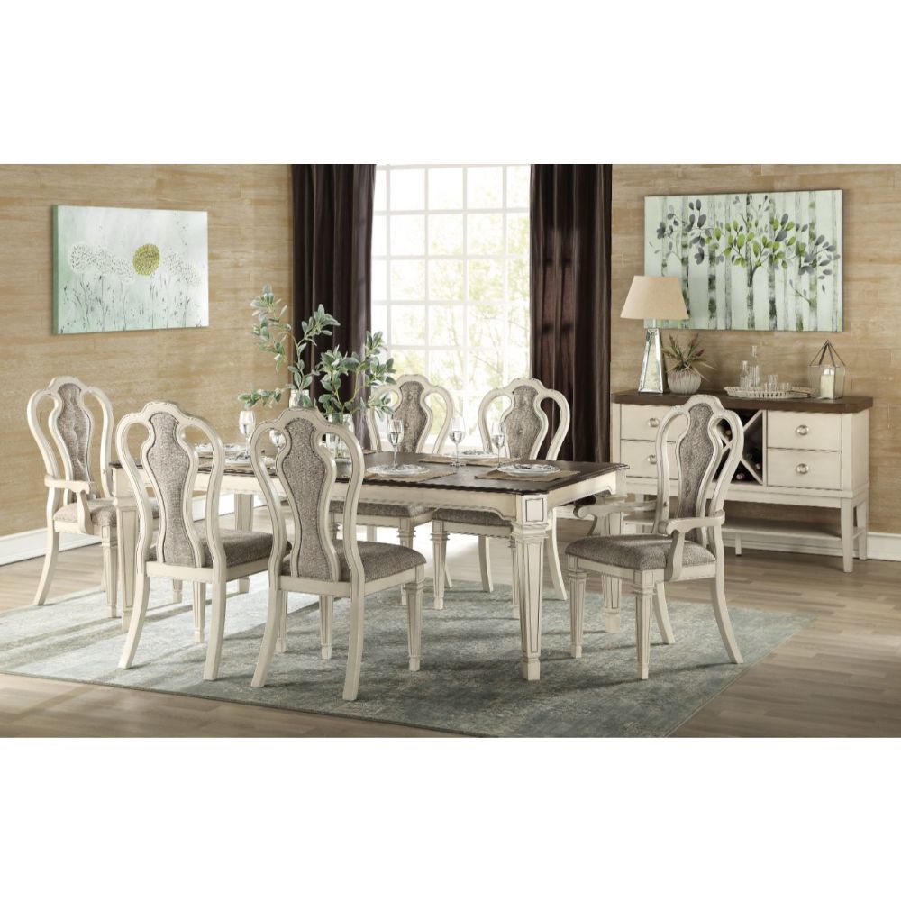 ACME Kayley - Dining Table - Antique White & Dark Oak | Meri Furniture