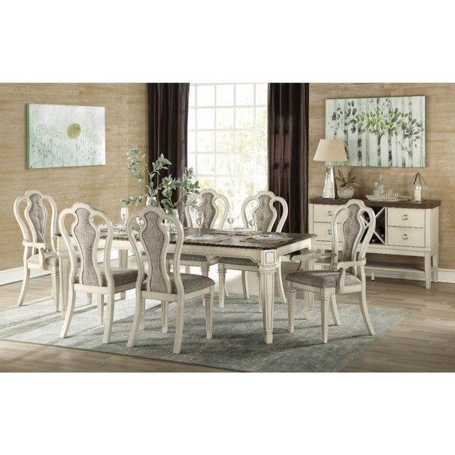 ACME Kayley - Dining Table - Antique White & Dark Oak | Meri Furniture
