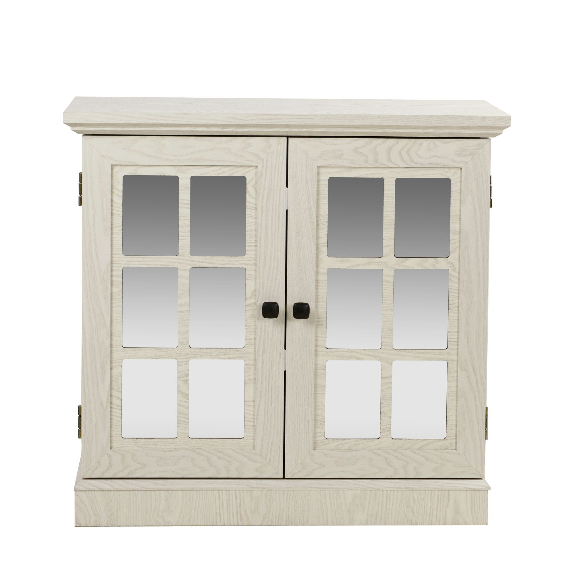 Sideboard Cabinet With Mirrored Doors, Adjustable Shelf, Metal Handles