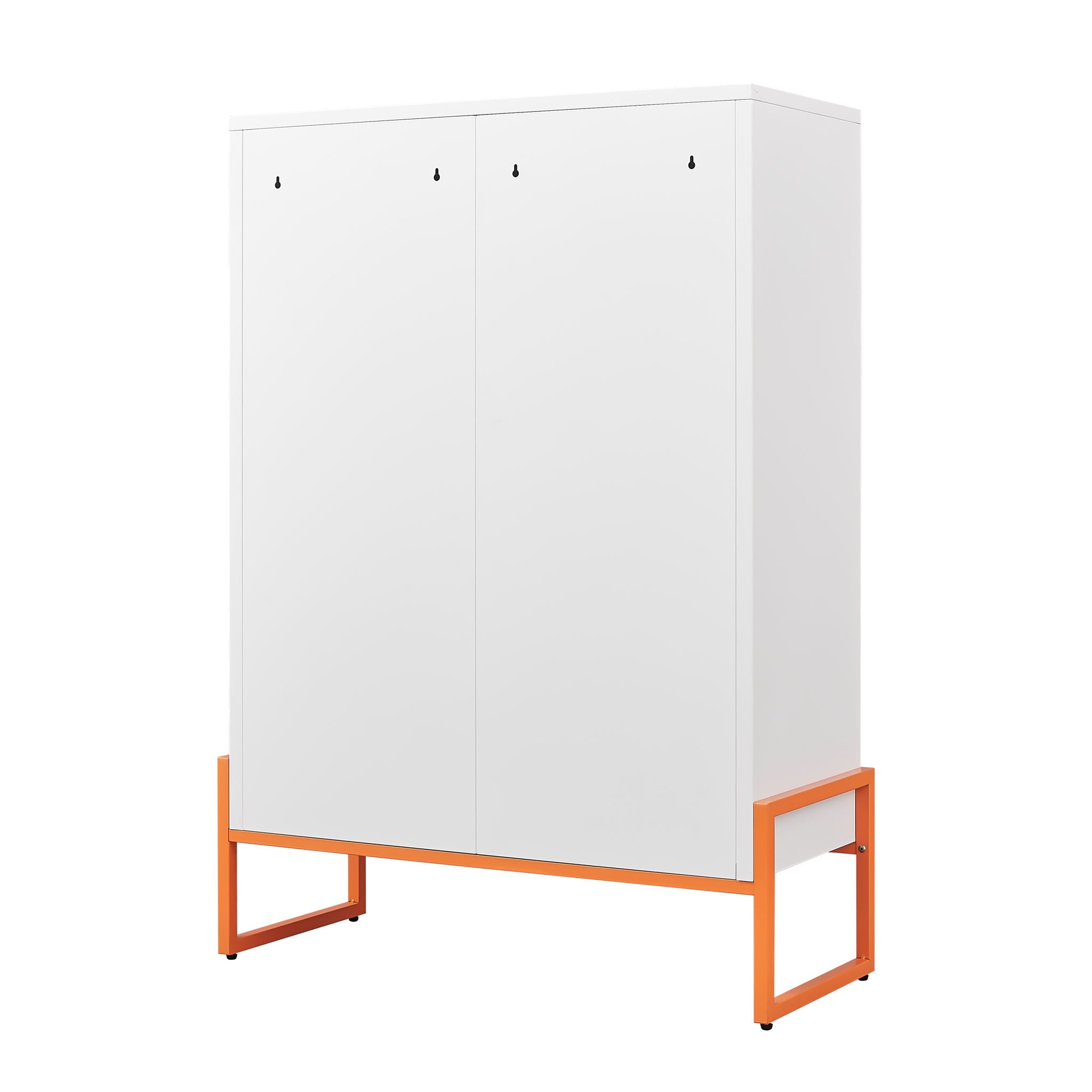Modern Metal Shoe Cabinet With DoublebSided Mesh Doors And Adjustable Partitions