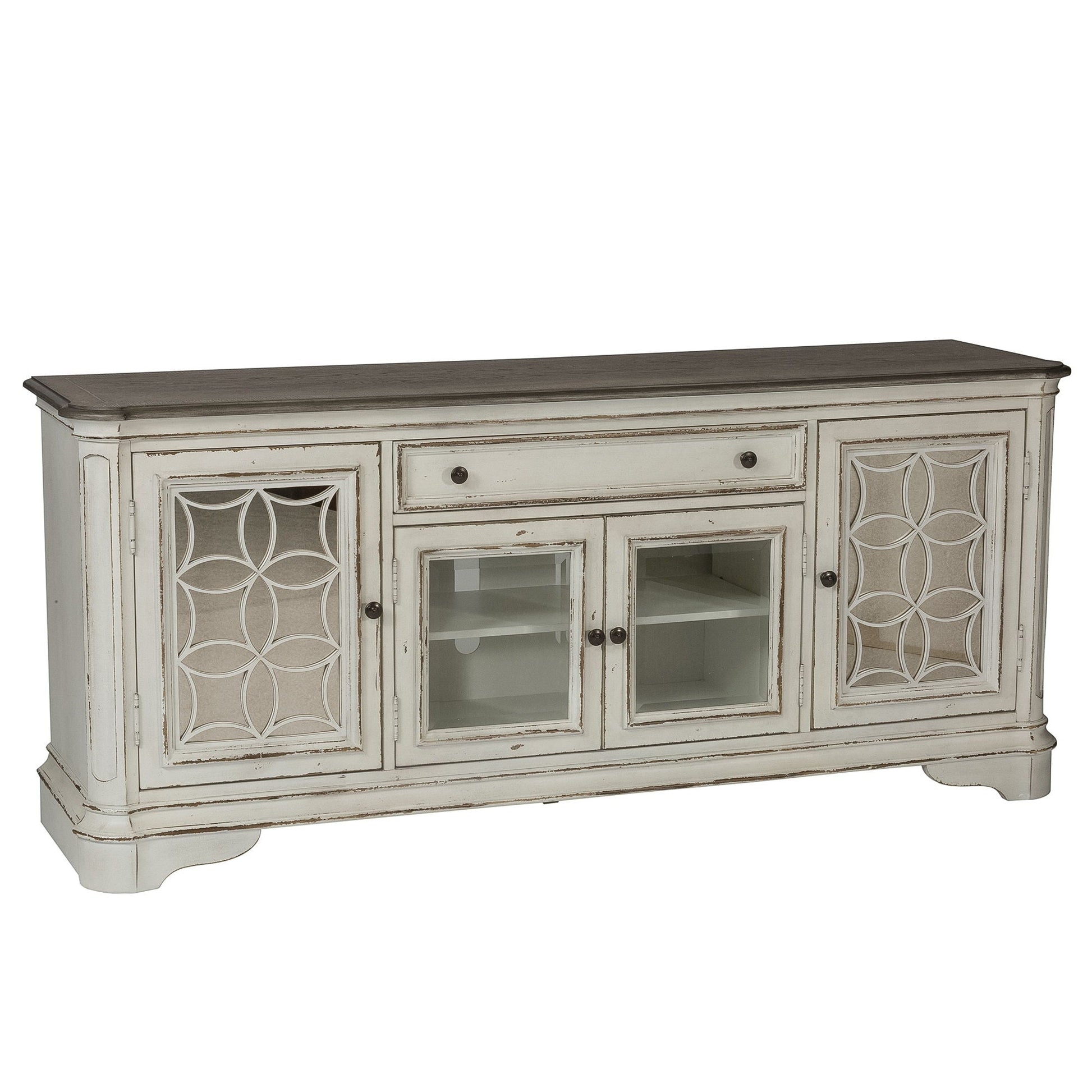Liberty Furniture Magnolia Manor - Entertainment TV Stand - White - Glass Doors | Meri Furniture