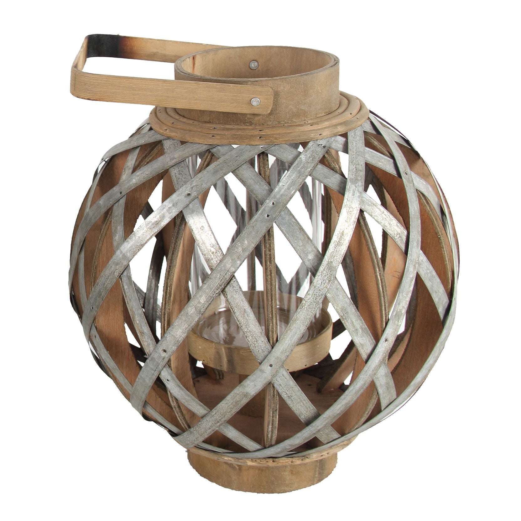 Decorative Lantern With Handle, Wooden Lantern For Indoor Outdoor, Home Garden, Wedding - Silver