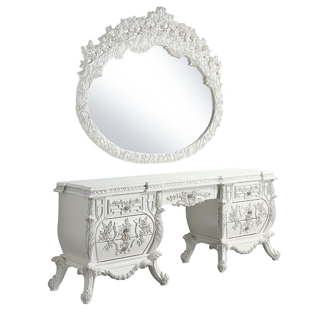 ACME Vanaheim - Vanity Desk - Antique White Finish | Meri Furniture