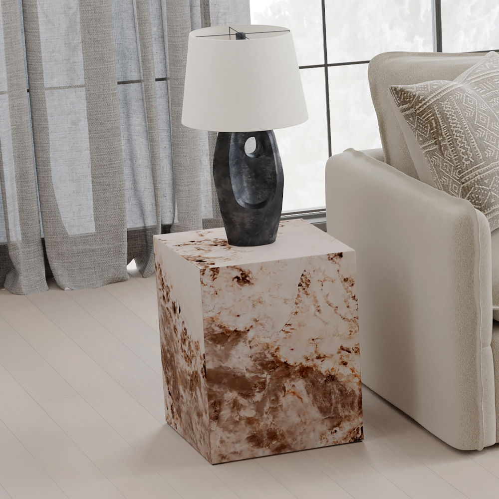 ACME Fultan - End Table - Engineered Stone Finish | Meri Furniture
