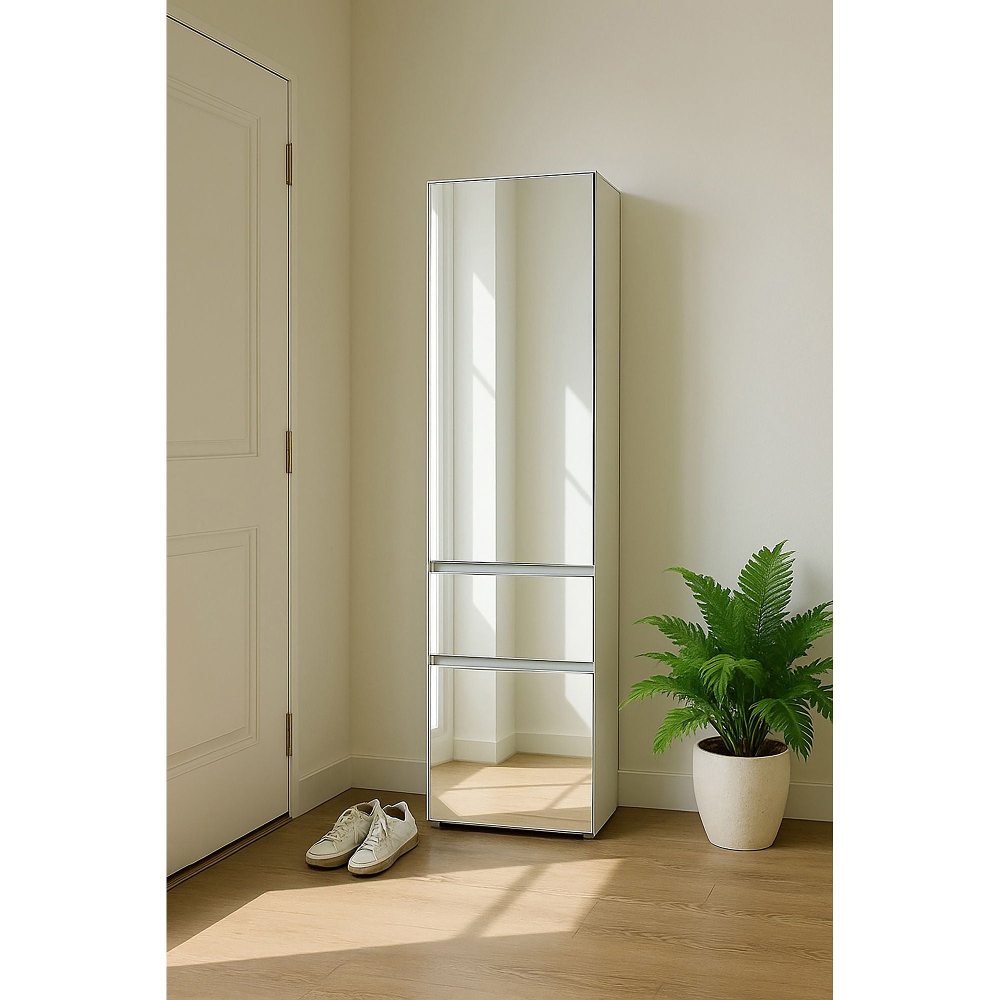 Elise - Modular Wood Closet System With Mirror For Custom Storage Solutions - White