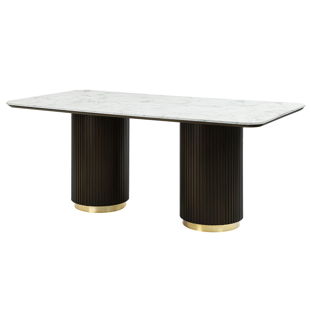 ACME Clayten - Dining Table With Marble Top - White Natural Marble Top & Espreeso Finish | Meri Furniture