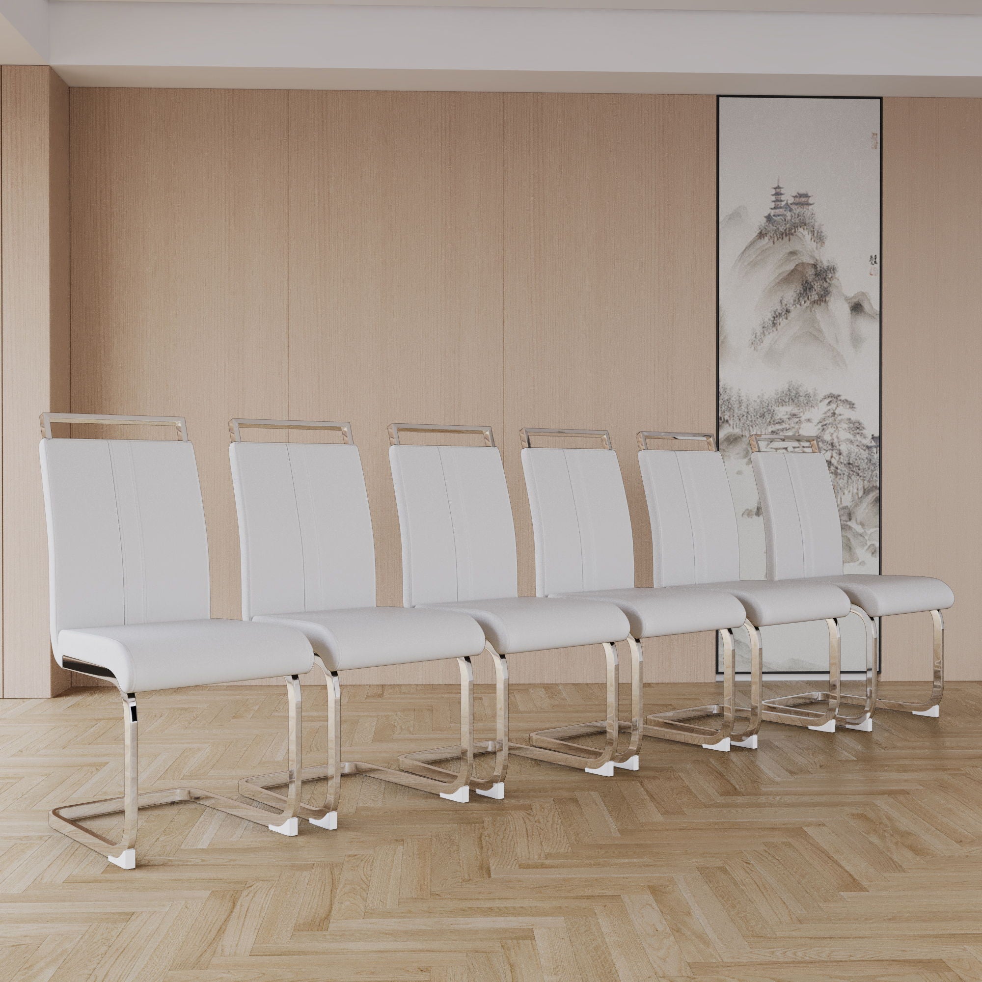 Modern Dining Chairs With Padded Seat, High Back