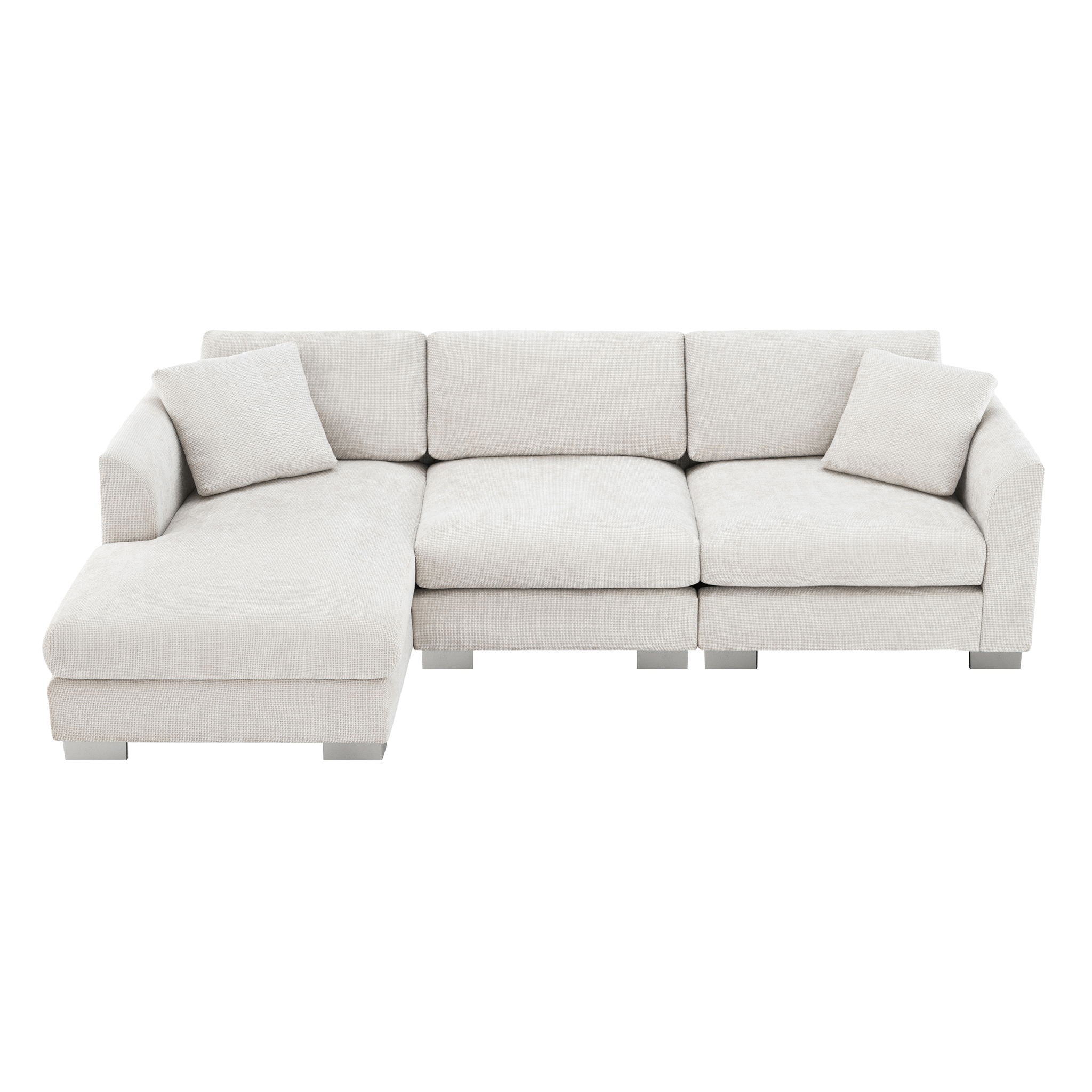 Modern Cloud Sectional Sofa L Shaped Luxury Couch Set With 2 Free Pillows 4 Seat With Oversized Chaise