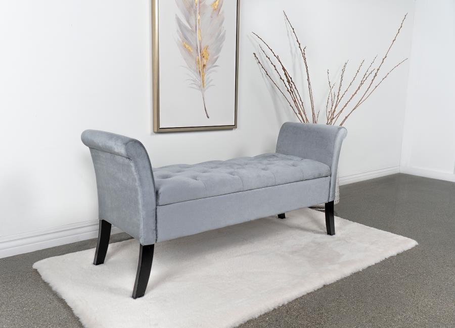 Coaster Fine Furniture Farrah - Velvet Upholstered Rolled Arm Storage Bench | Meri Furniture