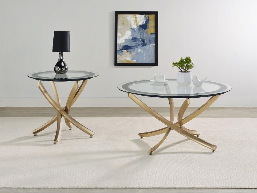 Brooke - Round Glass Top Coffee Table Set