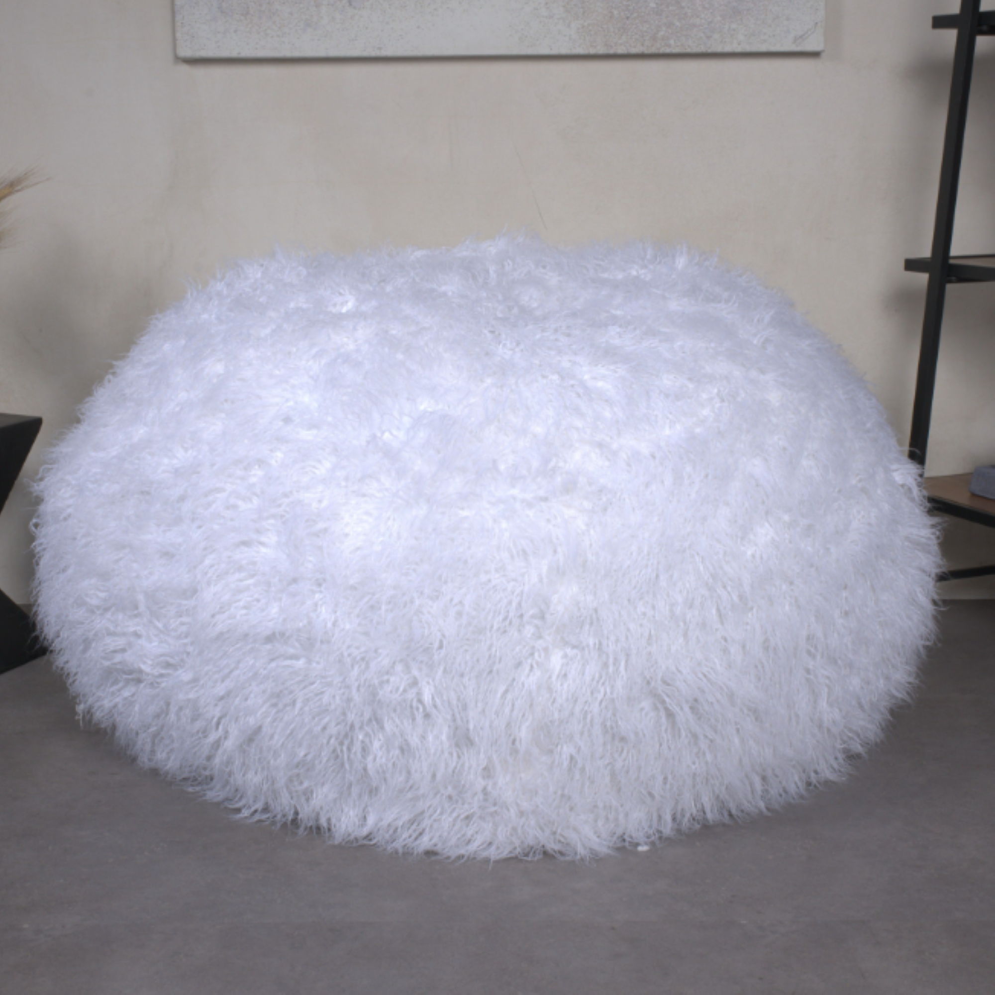 Mahin - Rounded 5 Foot Bean Bag Cozy Modern Design - White