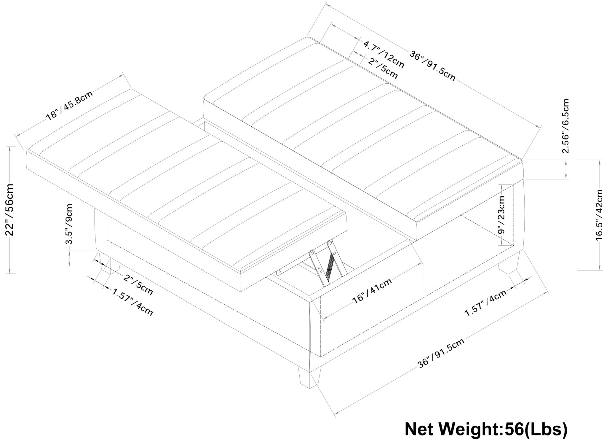 Ellis - Upholstered Coffee Table Storage Ottoman