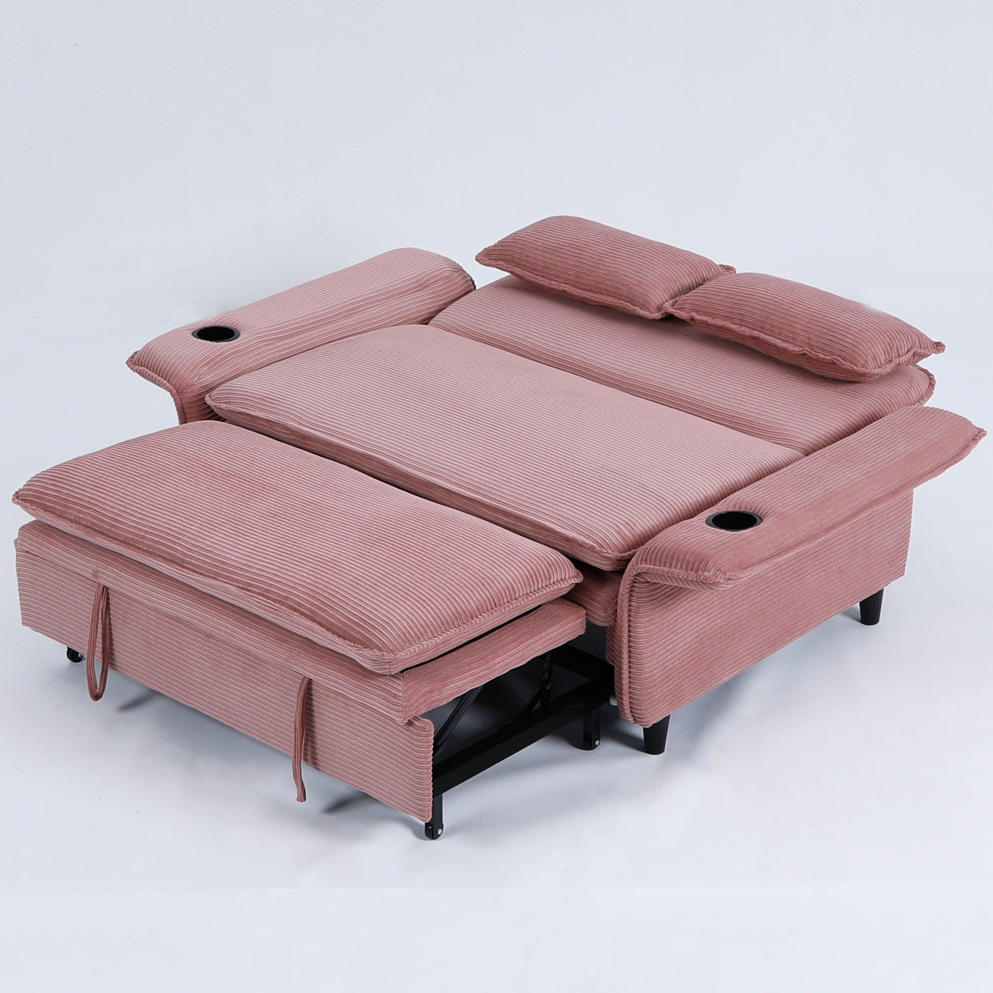Modern Fabric Multi-Functional Sofa Bed With Adjustable Armrests And Backrests