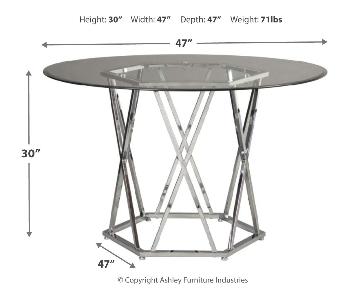 Signature Design by Ashley® Madanere - Chrome Finish - Round Dining Room Table | Meri Furniture